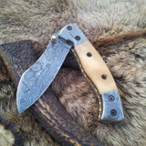 Everyday Carry Damascus Steel Folding Pocket Knife with Bone Handle – The BoneShaper