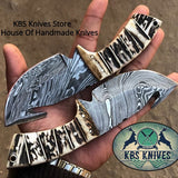 Full Tang Custom Handmade Damascus Steel Guthook Knife