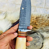 Custom Handmade Big Hunting Knife with Damascus Steel Blade