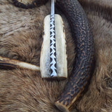 Custom Damascus Steel Field Dressing Deer Skinning Knife with Antler Horn Handle – 7 Inch Drop Point Blade