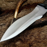 The Ultimate Boar Slayer: Custom Handmade D2 Steel Fixed-Blade Pig Hunting Knife | Exotic Wood Handle | 11.5 Inches | KBS Knives