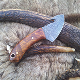 Mini Guthook Knife - Custom Damascus Steel Blade & Rosewood Handle