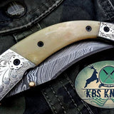 Custom Handmade Damascus Steel Folding Pocket Knife