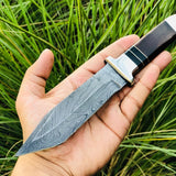 Premium Custom Tanto Hunting Knife with Damascus Blade