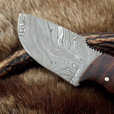 Skinning Blade Custom Handmade Full Tang Damascus Steel with Rosewood Handle, 7.5-inch - The Rosewood Edge