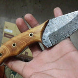 Damascus steel rain drop skinning knife