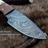 Custom Handmade Lamb Skinner Knife – Damascus Steel with Bone & Rosewood Handle