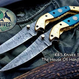 Custom Handmade Damascus Steel Folding Pocket Knives ( Deal )