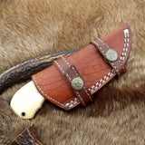 Compact D2 Steel Field Dressing Deer Skinning Knife – 6.5 Inch Blade with Bone Handle