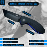 The Pioneer Folding Pocket Knife Giftset for Men and Women (Black and Blue)