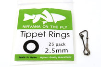 NIRVANA tippet rings 25-pack, 2.5 mm metal snap swivel