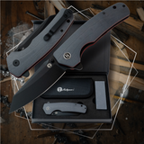The Clip Point Folding Pocket Knife Giftset for Men and Women (Grey and Red)