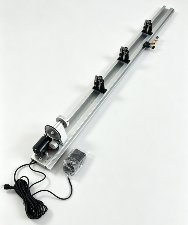 Power wrapping and drying machine with long rail, clamps, and power cord