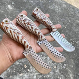 Custom Handmade Skinner Knife with Rasp Tool Steel Blade and Epoxy Pine-Cone Handle