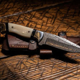 RAINDROP DAMASCUS HUNTING KNIFE