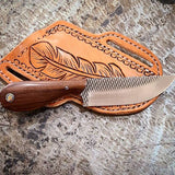 Farrier's Rasp Knife – 8.25" Full Tang Rasp Steel Blade with Rosewood Handle & Western Sheath