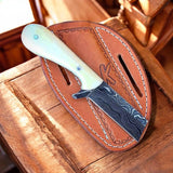 Premium Bull Cutter Knife with Sheath - Damascus Steel Blade