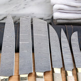 Custom Handmade Damascus Chef Knife Set with Bone Handles