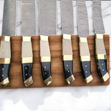 Custom Handmade Damascus Chef Knife Set with Bone Handles
