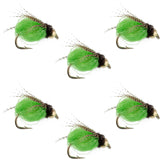 Bead Head LaFontaine Bright Green Deep Sparkle Caddis Pupa - 6 Flies Hook Size 14