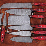 Custom Handmade Damascus Steel Kitchen Knives Set
