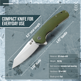 The Clip Point Folding Pocket Knife Giftset for Men and Women (Silver and Green)