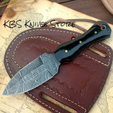 Custom 3 Inch Cowboy Boot Knife - Damascus Steel with African Water Buffalo Horn Handle
