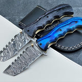 Tactical Urban Guardian Folding Pocket Knife – 8" Handmade Damascus Steel Blade, Pakka Wood Handle