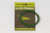 Floating fly fishing leader, dark green furled line coiled on retail card
