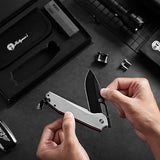 The Sentinel Folding Knife Giftset (black blade+dark grey/red liner G10 handle)