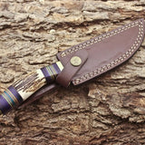 Custom Handmade 1095 Forged Steel Hunting Knife with Antler Horn & Exotic Wood Handle – 11" | KBS Knives