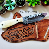 Western USA Knife – Rasp Steel 8" Full Tang with Deer Bone Handle & Leather Sheath