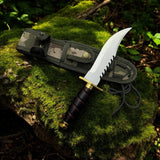The Revenant’s Fang Handmade Bowie Knife – 8" D2 Steel Blade, Brass & Horn Handle