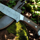Custom Deer Knives: Handmade Damascus Steel with Walnut Wood Handle