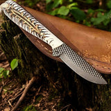EDC Belt Knife 7.25" with White Epoxy Resin Handle