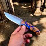 Western Trailblade – Fixed Blade Cowboy Knife with Olive Wood Handle & Horizontal Leather Sheath