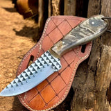 Back Belt Knife 6.5" with Mountain Sheep Horn Handle