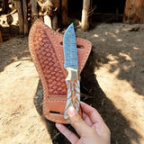 Best Belt Knife 7.25" Damascus with Resin Brass Handle