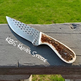 Full ELK Horn Knife – 7" Rasp Steel Blade with Sheath