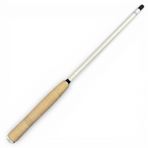 Fishing rod with light wood grip and white shaft