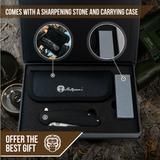 The Straight Back Folding Pocket Knife Giftset for Men and Women (Silver and Black)