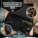 The Congo D2 Steel Bushcraft Survival Knife Gift Set (Black Blade + Green Handle)