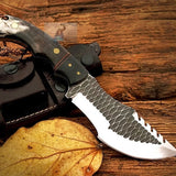 D2 Forged Tool Steel Handmade Tom Brown Tracker Knife with Buffalo Horn and Canvas Handle - For Hunting, Camping, and Outdoor Activities