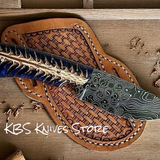 Handmade Duty Belt Knife 8" with Blue Resin Handle