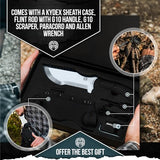 The Tracker D2 Steel Bushcraft Survival Knife Gift Set (Black and Orange)