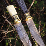 2 Damascus Steel Hunting Knives