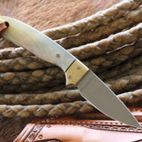 HORNBACK HOWLER – 6.25" BELT KNIFE WITH D2 STEEL & SHEEP HORN HANDLE