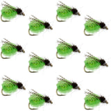 LaFontaine Bright Green Deep Sparkle Caddis Pupa - 1 Dozen Flies Hook Size 14