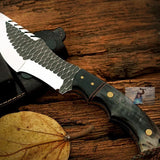 D2 Forged Tool Steel Handmade Tom Brown Tracker Knife with Buffalo Horn and Canvas Handle - For Hunting, Camping, and Outdoor Activities