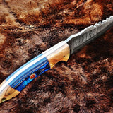 Custom Handmade Damascus Hunting Knife with Exotic Wood Handle